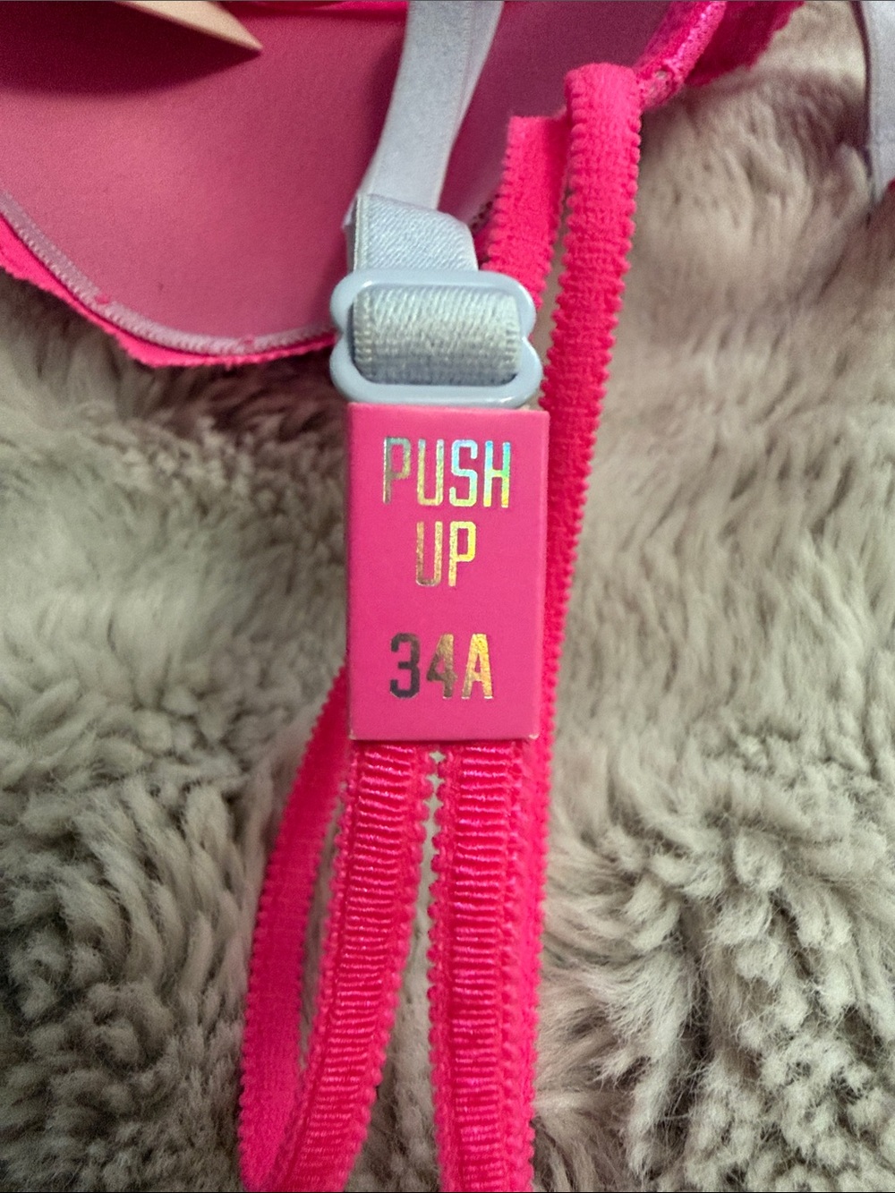 PINK Victoria's Secret Hot Pink Lace Push-Up Bra - Picture 3 of 3